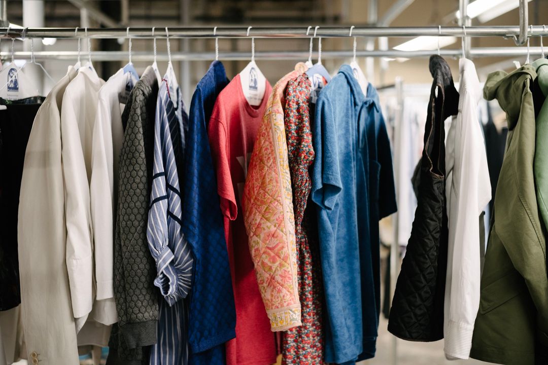 Cleaned garments on a sorting rail at Washing Dynasty